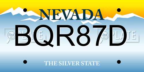 BQR87D Nevada License Plate
