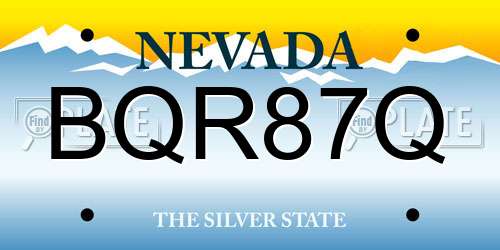 BQR87Q Nevada License Plate