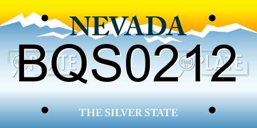 BQS0212 Nevada License Plate