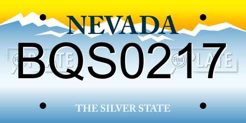 BQS0217 Nevada License Plate