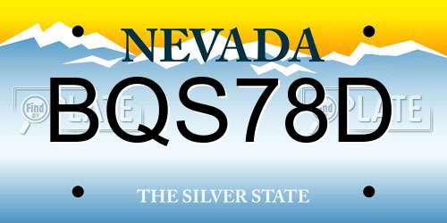 BQS78D Nevada License Plate