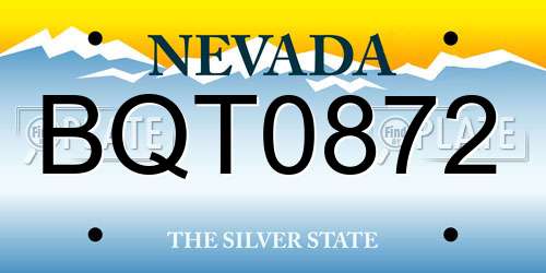 BQT0872 Nevada License Plate