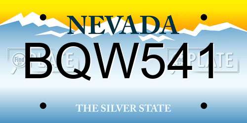 BQW541 Nevada License Plate