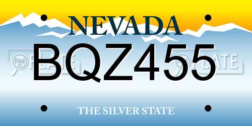 BQZ455 Nevada License Plate