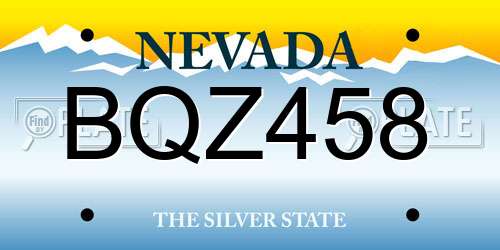 BQZ458 Nevada License Plate