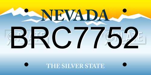 BRC7752 Nevada License Plate