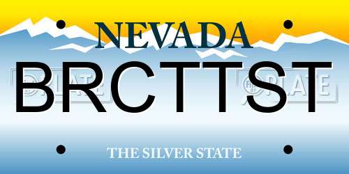 BRCTTST Nevada License Plate