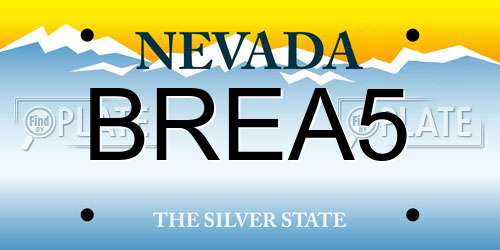BREA5 Nevada License Plate