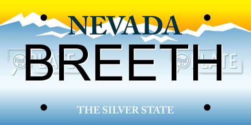 BREETH Nevada License Plate