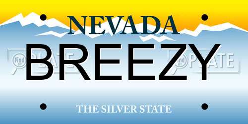 BREEZY Nevada License Plate
