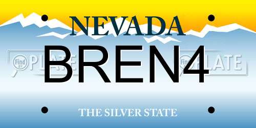 BREN4 Nevada License Plate
