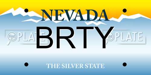 BRTY Nevada License Plate