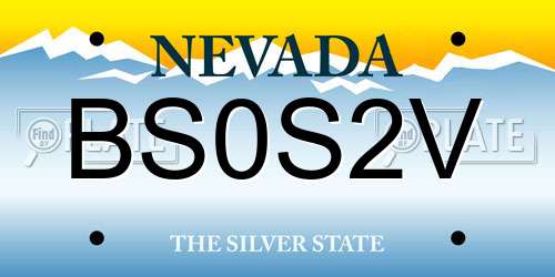 BS0S2V Nevada License Plate