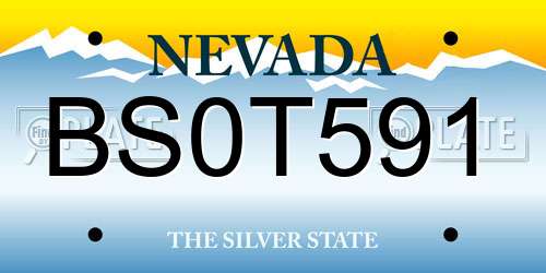 BS0T591 Nevada License Plate