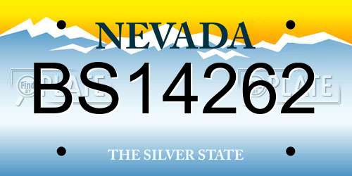 BS14262 Nevada License Plate