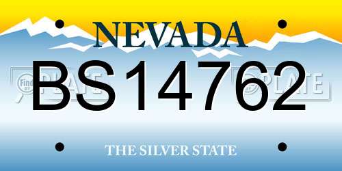 BS14762 Nevada License Plate