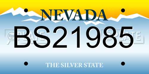 BS21985 Nevada License Plate