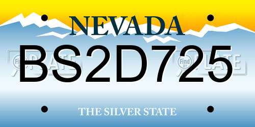 BS2D725 Nevada License Plate