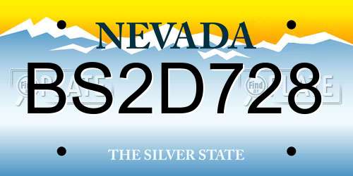 BS2D728 Nevada License Plate