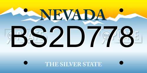 BS2D778 Nevada License Plate