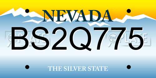 BS2Q775 Nevada License Plate