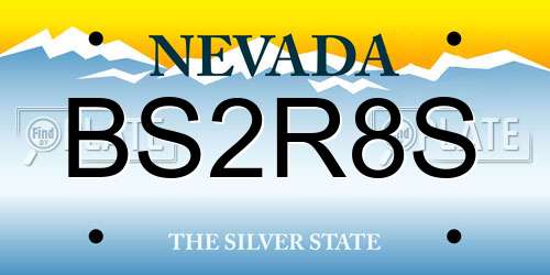 BS2R8S Nevada License Plate
