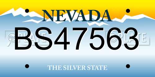 BS47563 Nevada License Plate