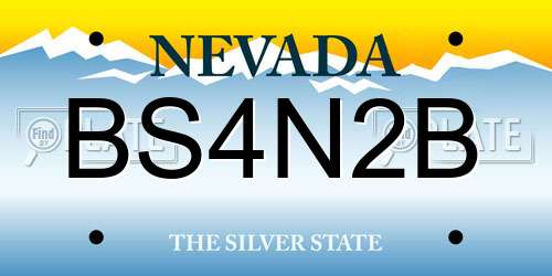 BS4N2B Nevada License Plate