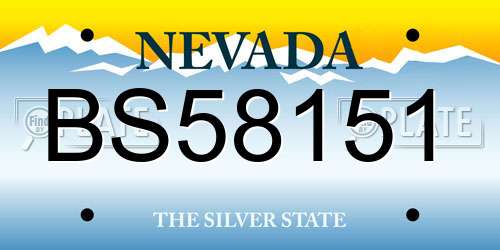 BS58151 Nevada License Plate