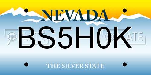 BS5H0K Nevada License Plate