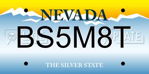 BS5M8T Nevada License Plate