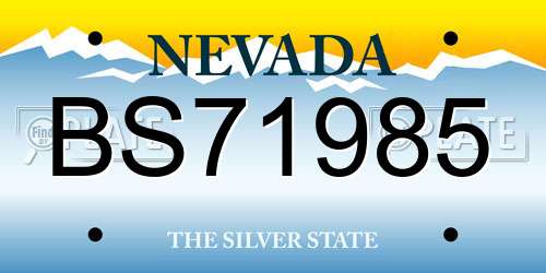 BS71985 Nevada License Plate