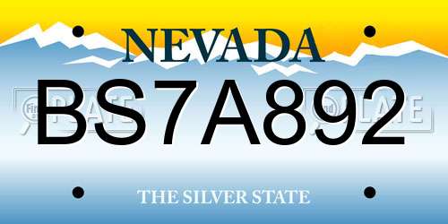 BS7A892 Nevada License Plate