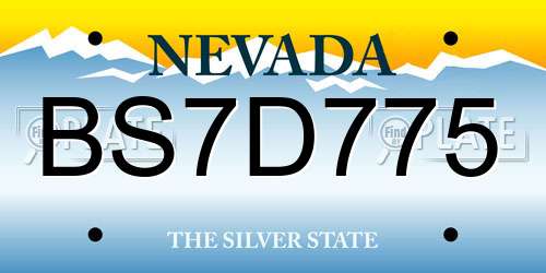 BS7D775 Nevada License Plate