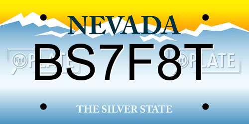 BS7F8T Nevada License Plate