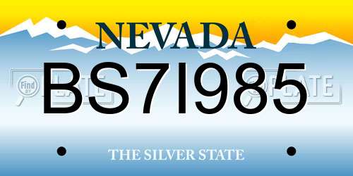 BS7I985 Nevada License Plate