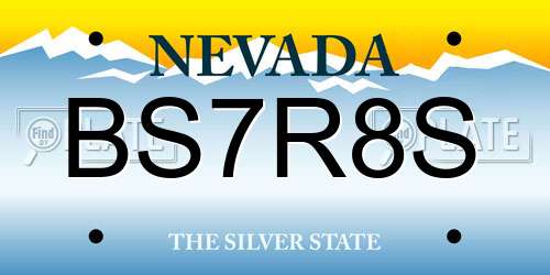 BS7R8S Nevada License Plate