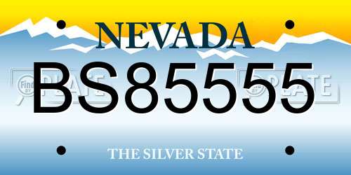 BS85555 Nevada License Plate