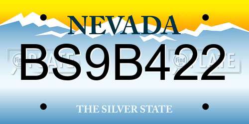 BS9B422 Nevada License Plate