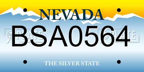 BSA0564 Nevada License Plate