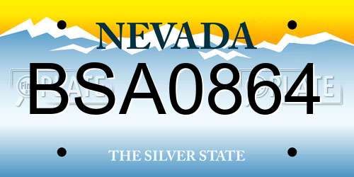 BSA0864 Nevada License Plate