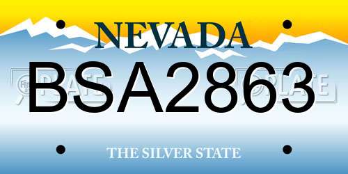 BSA2863 Nevada License Plate