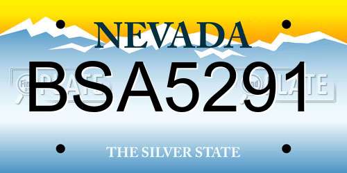 BSA5291 Nevada License Plate