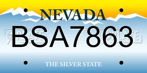 BSA7863 Nevada License Plate