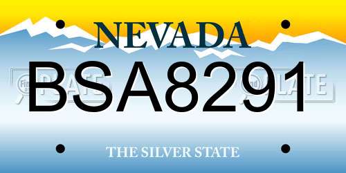 BSA8291 Nevada License Plate