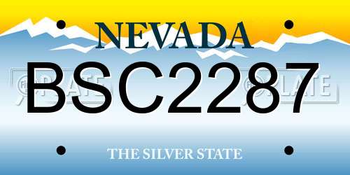 BSC2287 Nevada License Plate