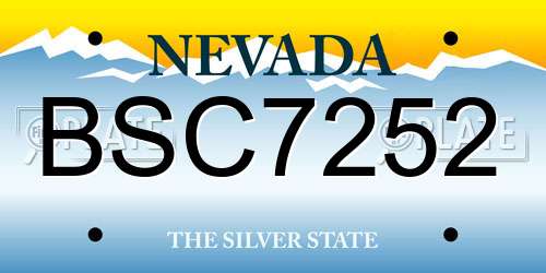 BSC7252 Nevada License Plate