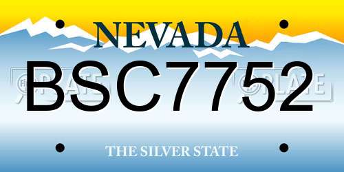 BSC7752 Nevada License Plate