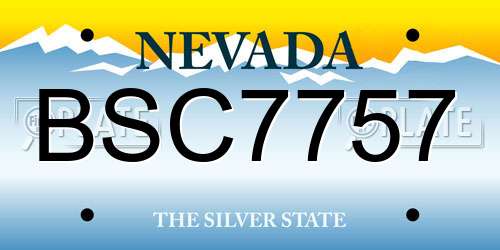 BSC7757 Nevada License Plate