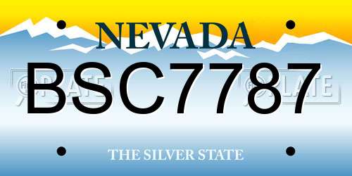 BSC7787 Nevada License Plate
